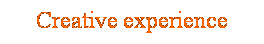 Text Box: Creative experience
